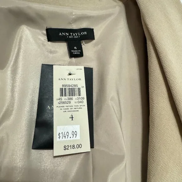 NWT Ann Taylor Beige 2 Piece Skirt Suit - Picture 6 of 12